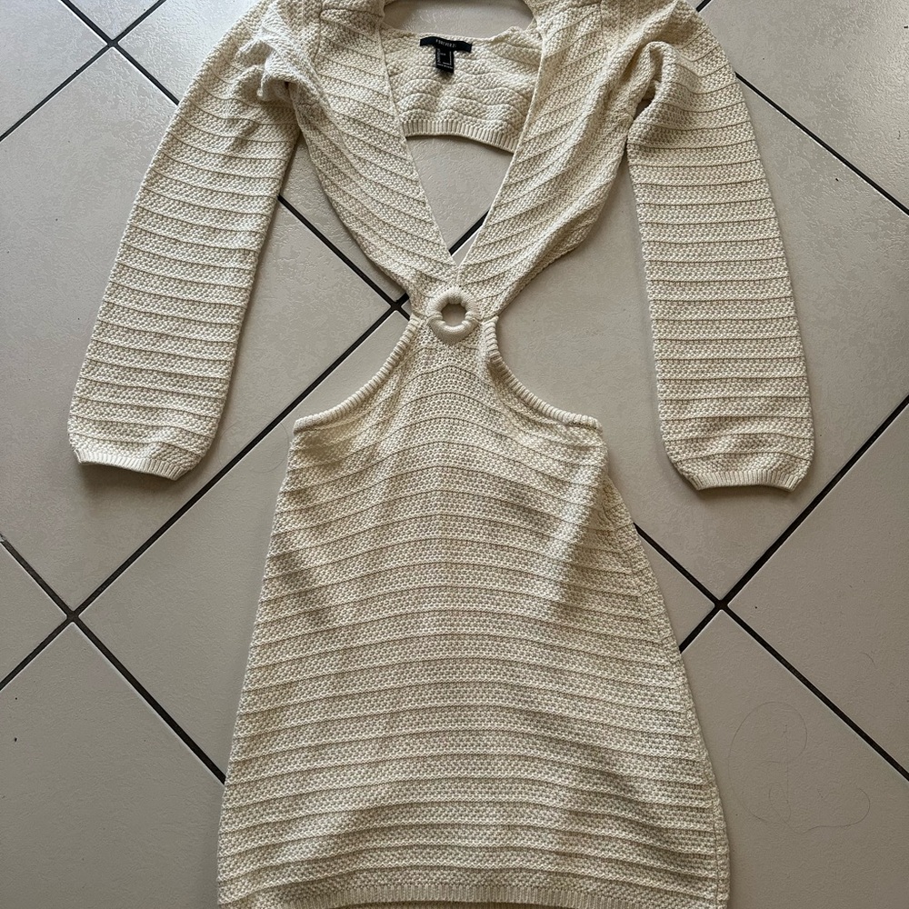 Cream Knit Cutout Dress